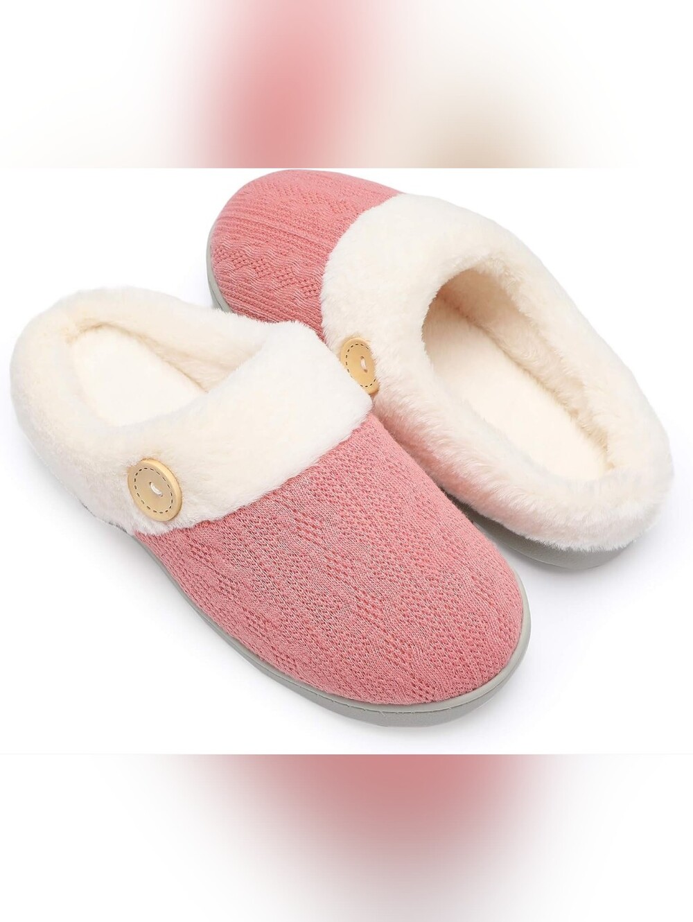 Chantomoo Pink Plush Soft Slippers Size 9